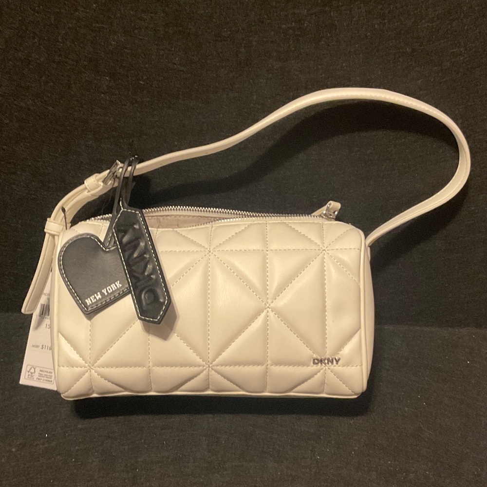 DKNY White Quilted Leather Crossbody Bag